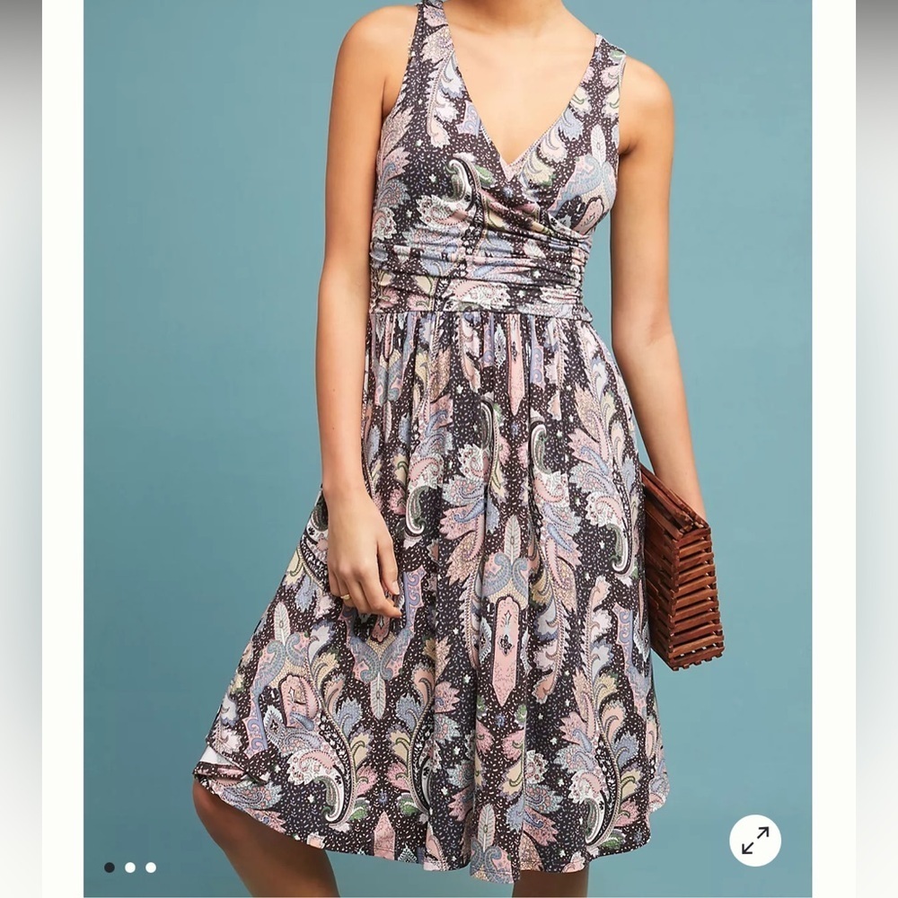 Anthropologie Maeve Leslie Surplice Midi Dress Paisley Print size Large
